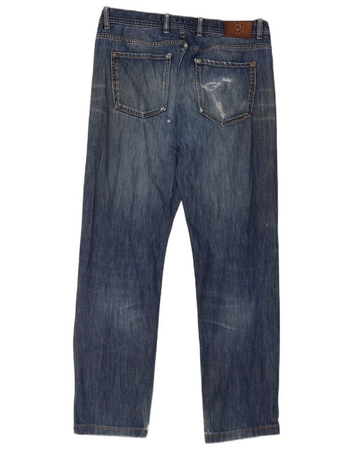 Massimo Dutti Herren Distressed Straight Jeans EU 42 Large W32 L29 Blau