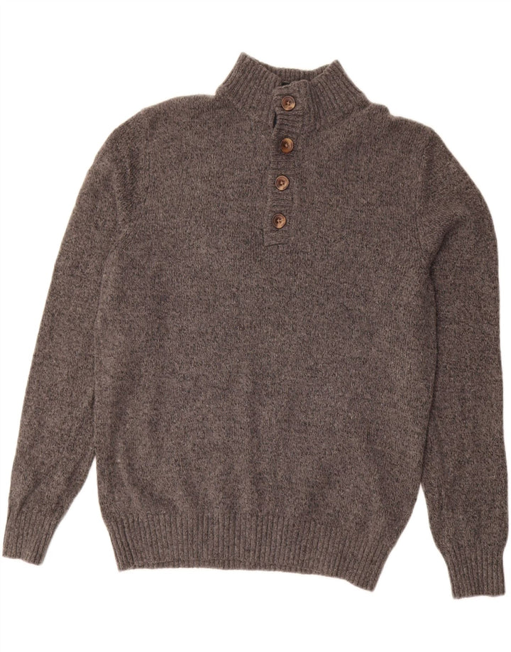 Izod Herren-Pullover mit Knopfkragen, Mittelgrau geflecktes Acryl