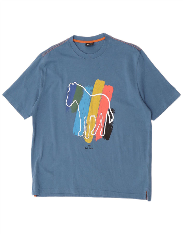 Paul Smith Herren-T-Shirt mit Grafik, groß, aus blauer Baumwolle
