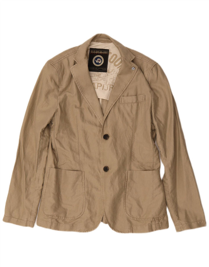 Napapijri Herren Geographic 2-Knopf-Blazerjacke UK 38 Mittelbeige Baumwolle