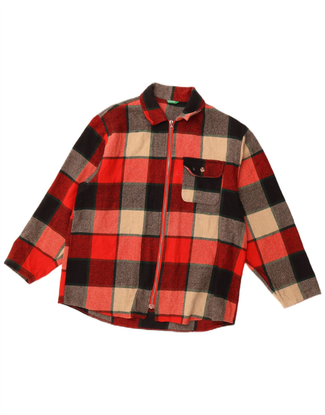 BENETTON Damen Flanellhemd UK 18 XL Mehrfarbiges Karo-Acryl