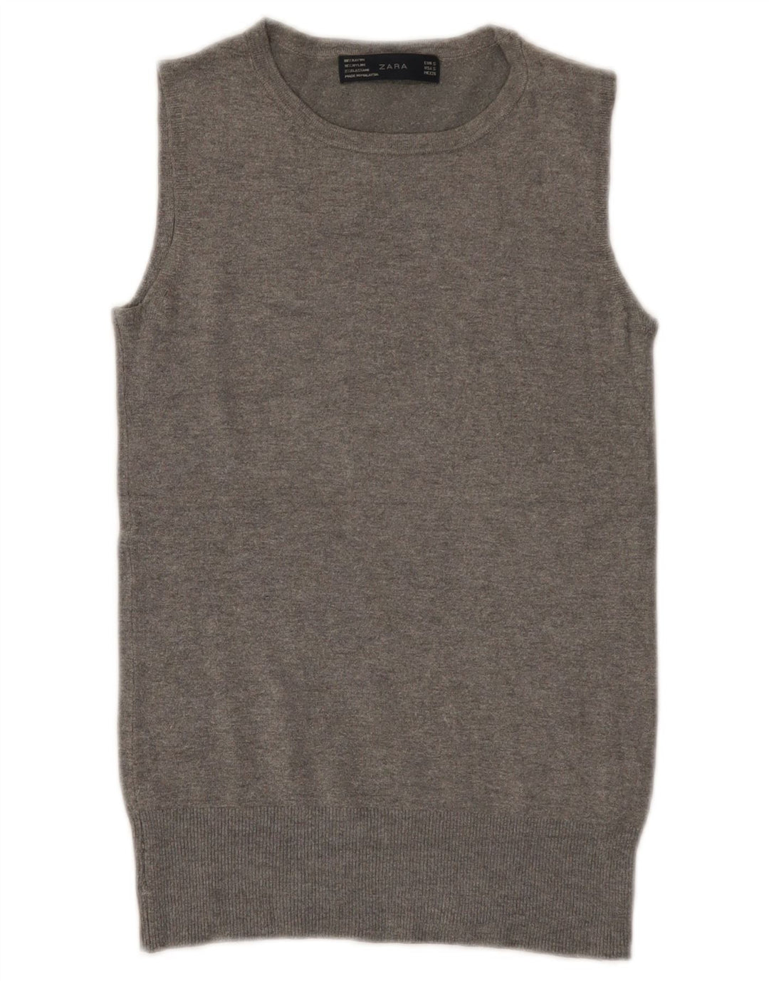 Zara Damen Weste Tank Top UK 8 Small Grau Rayon