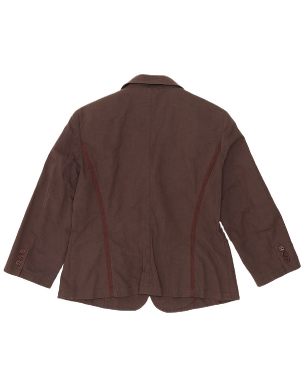 Marella Damen 2-Knopf-Blazerjacke UK 16 Große braune Baumwolle