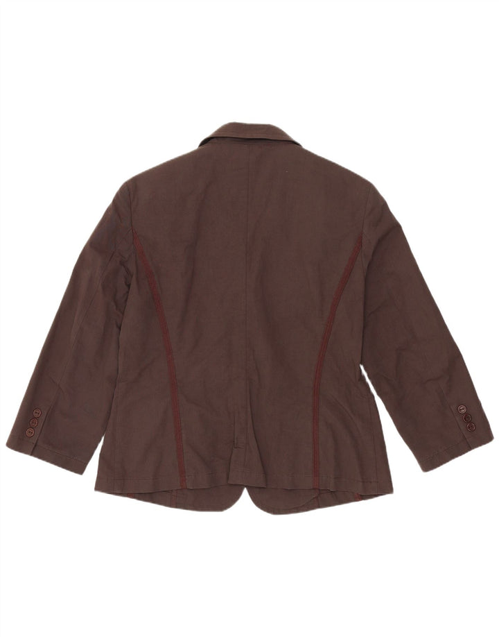 Marella Damen 2-Knopf-Blazerjacke UK 16 Große braune Baumwolle