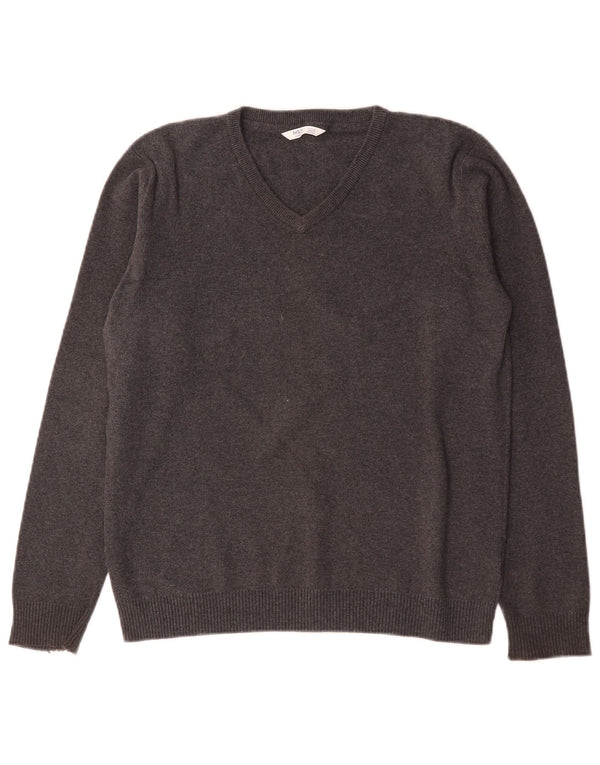 Marks & Spencer Jungen-Pullover mit V-Ausschnitt, 14–15 Jahre, grau gesprenkelte Baumwolle