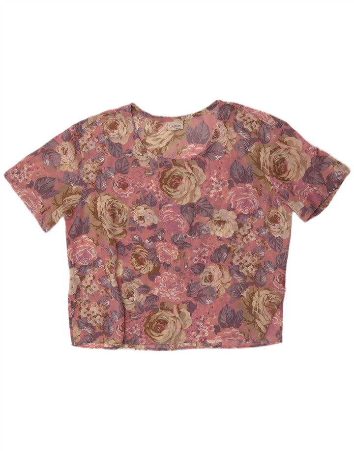 Byblos Damen-Blusenoberteil in Übergröße, IT 44, Mittelrosa, Blumenmuster, Polyester