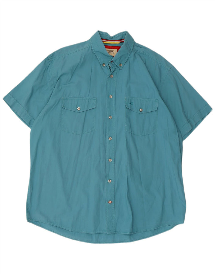 CAMEL ACTIVE Herren Kurzarmhemd XL Blau Baumwolle