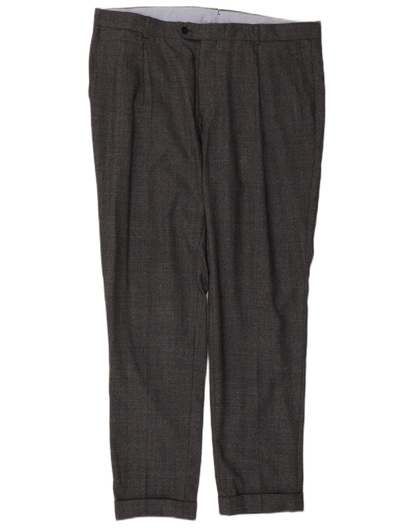 Massimo Dutti Herren-Anzughose mit Pegged-Anzug, EU 48, XL, W38, L32, grau karierte Baumwolle