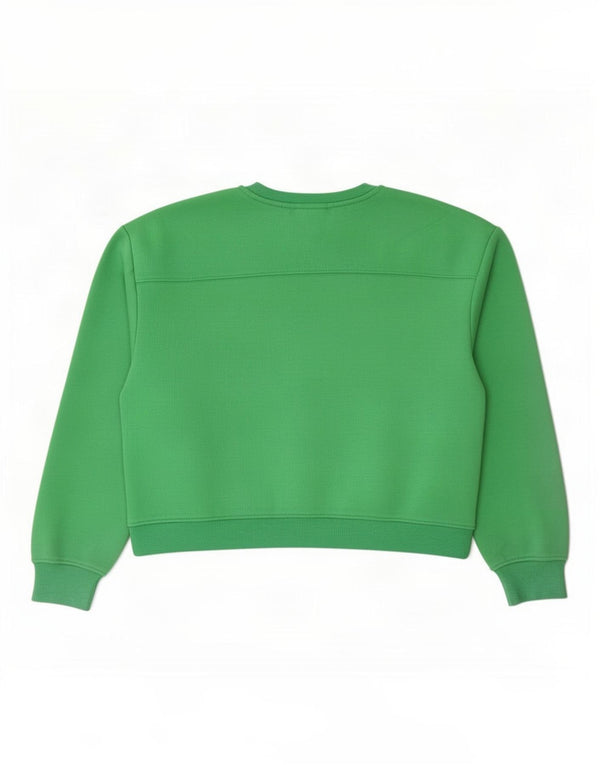 Zara Damen Crop Sweatshirt Pullover UK 16 Large Grüne Baumwolle
