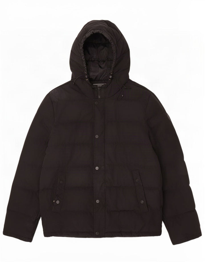 Guess Herren-Jacke mit Kapuze, gepolstert, UK 40, Größe L, Schwarz, Polyester