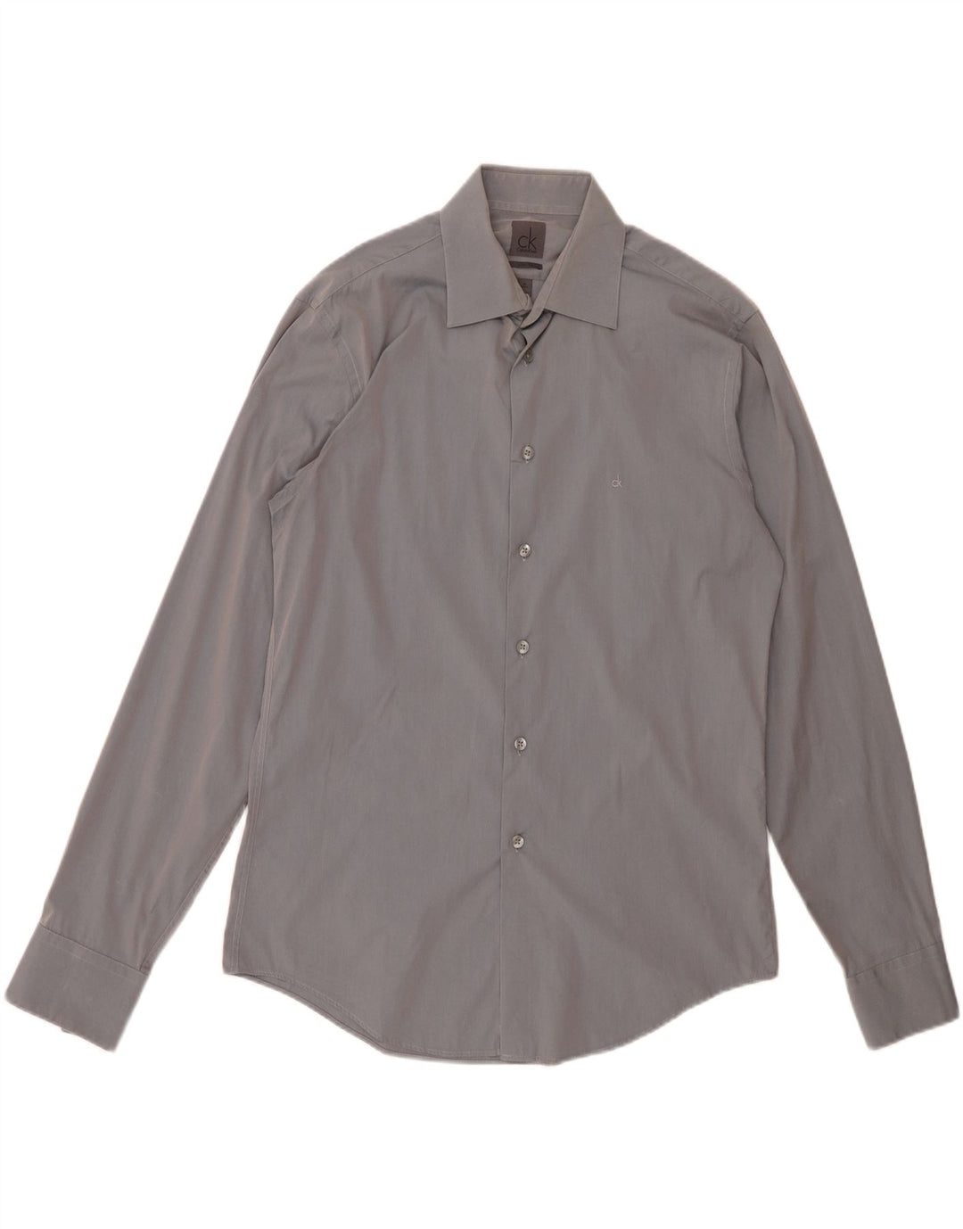 CALVIN KLEIN Herren Slim Fit Hemd Größe 40 15 3/4 mittelgraue Baumwolle