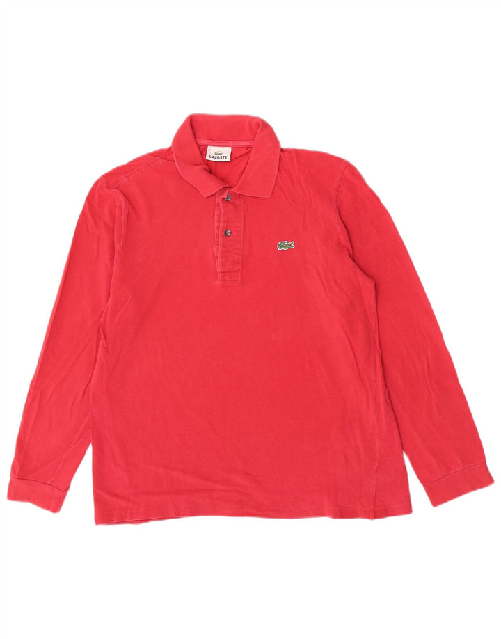 Lacoste Herren-Langarm-Poloshirt, Größe 4, mittelrote Baumwolle