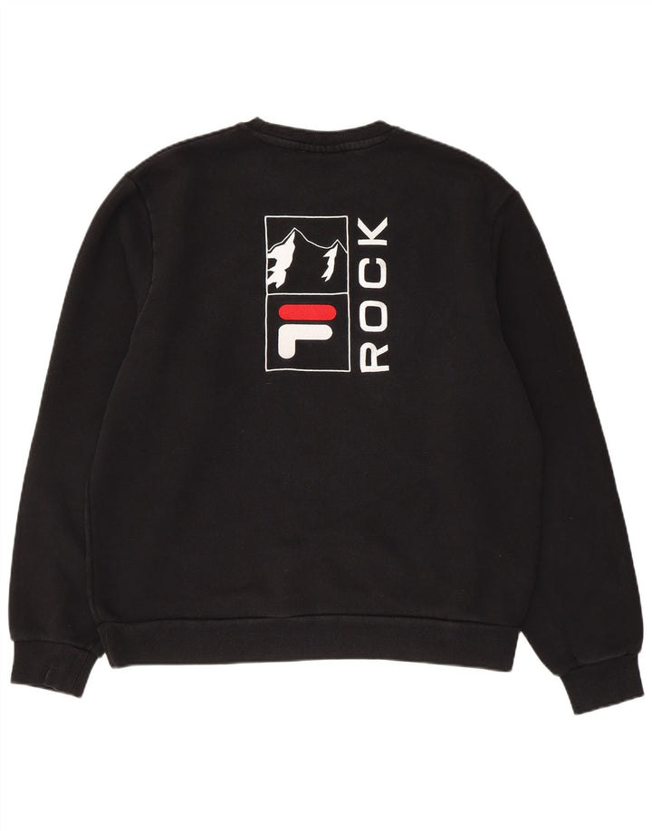 FILA Herren Grafik-Sweatshirt-Pullover aus mittelschwarzer Baumwolle
