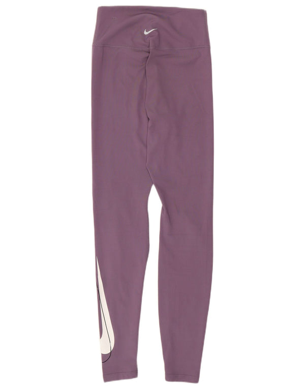 Nike Damen Dri Fit Graphic Leggings UK 4 XS Lila Polyester