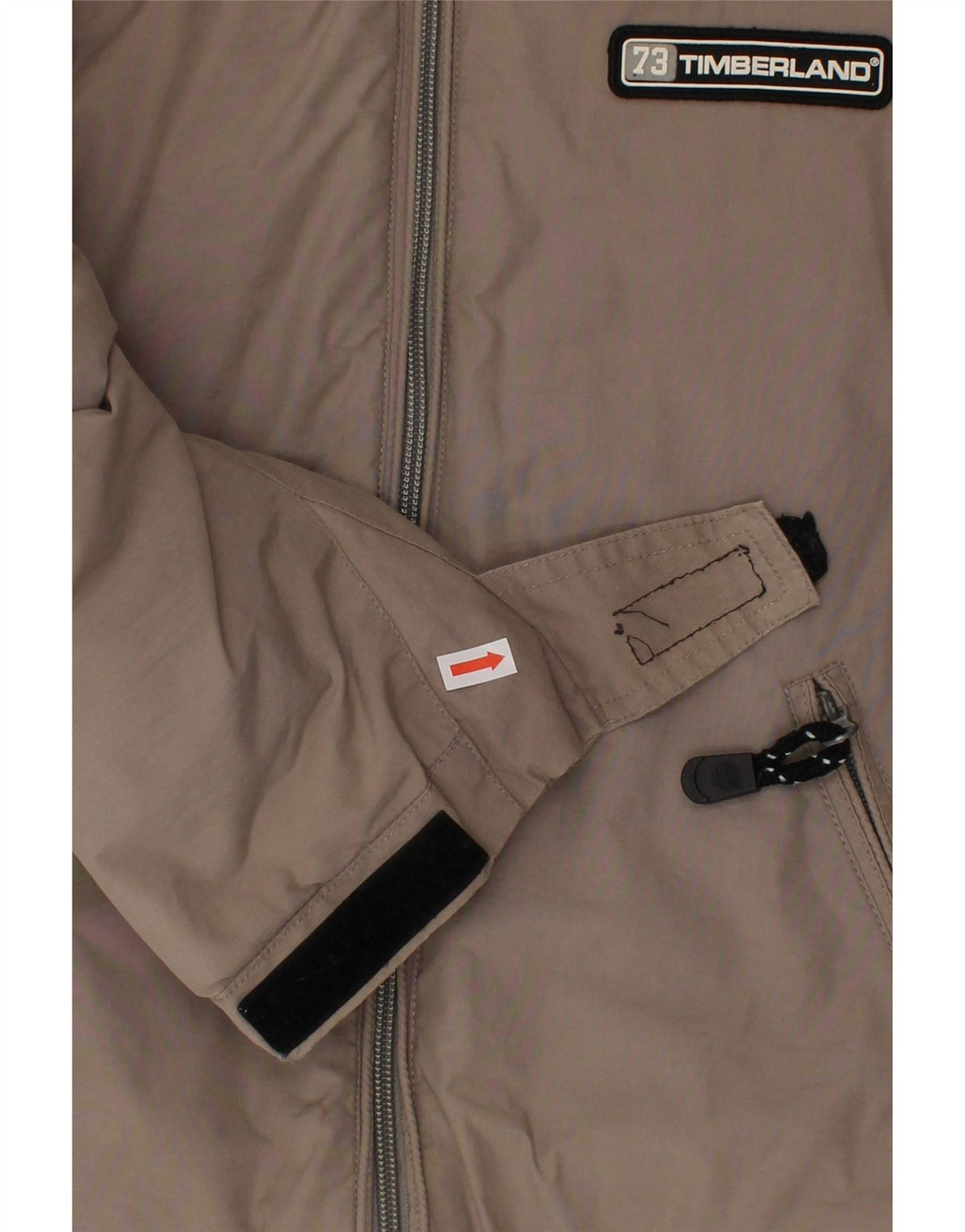TIMBERLAND Boys Graphic Hooded Windbreaker Jacket 5-6 Years Grey Cotton