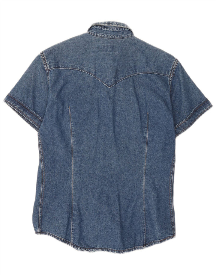 Vitamina Damen Kurzarm-Jeanshemd UK 14 Mittelblau