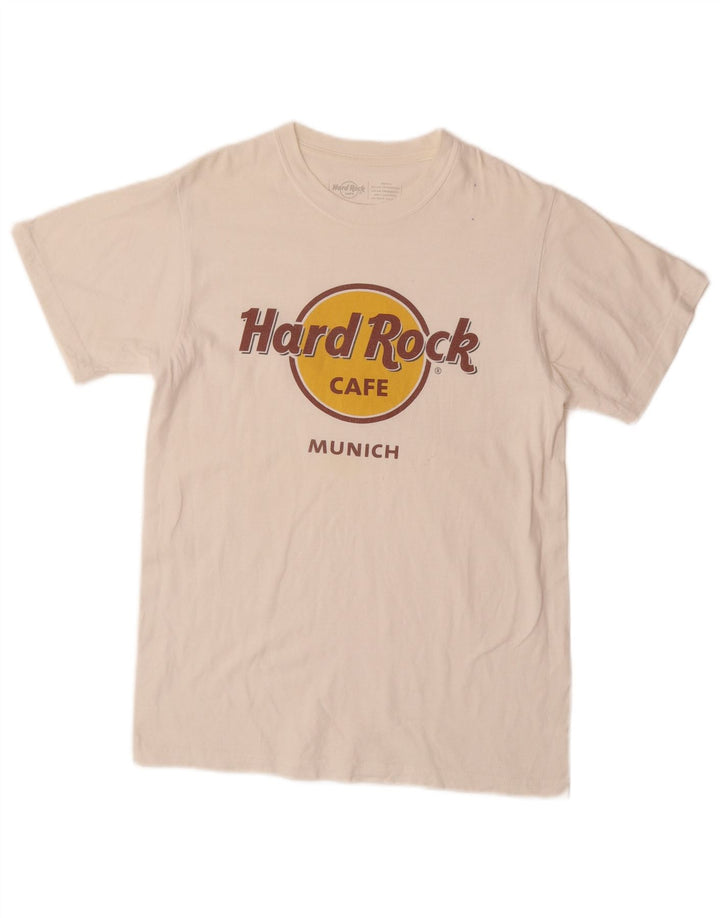 HARD ROCK CAFE Herren Munich Graphic T-Shirt Top Small Weiße Baumwolle