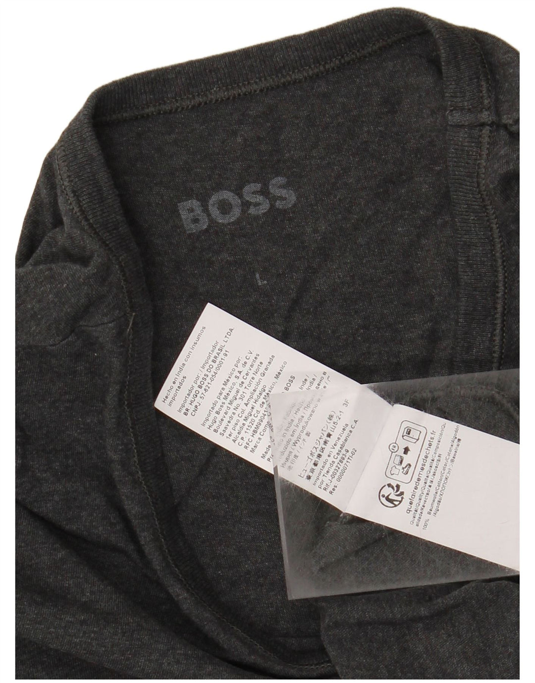 HUGO BOSS Mens T-Shirt Top Large Grey Cotton
