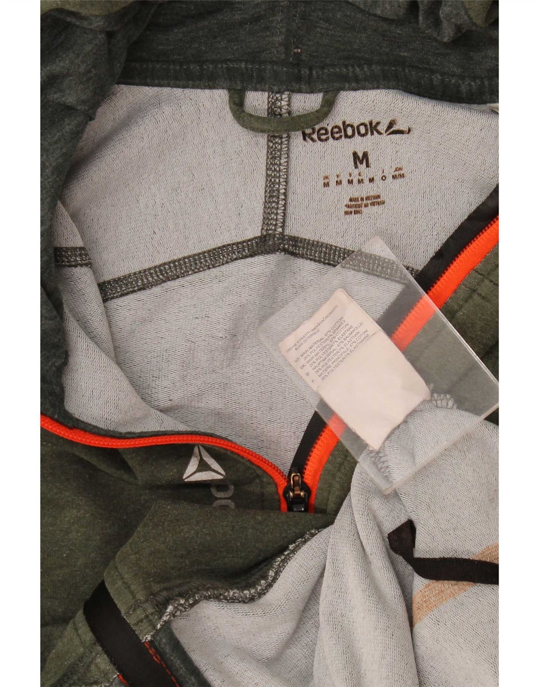 Reebok Herren-Kapuzenpullover mit Reißverschluss, mittelgrüne Baumwolle