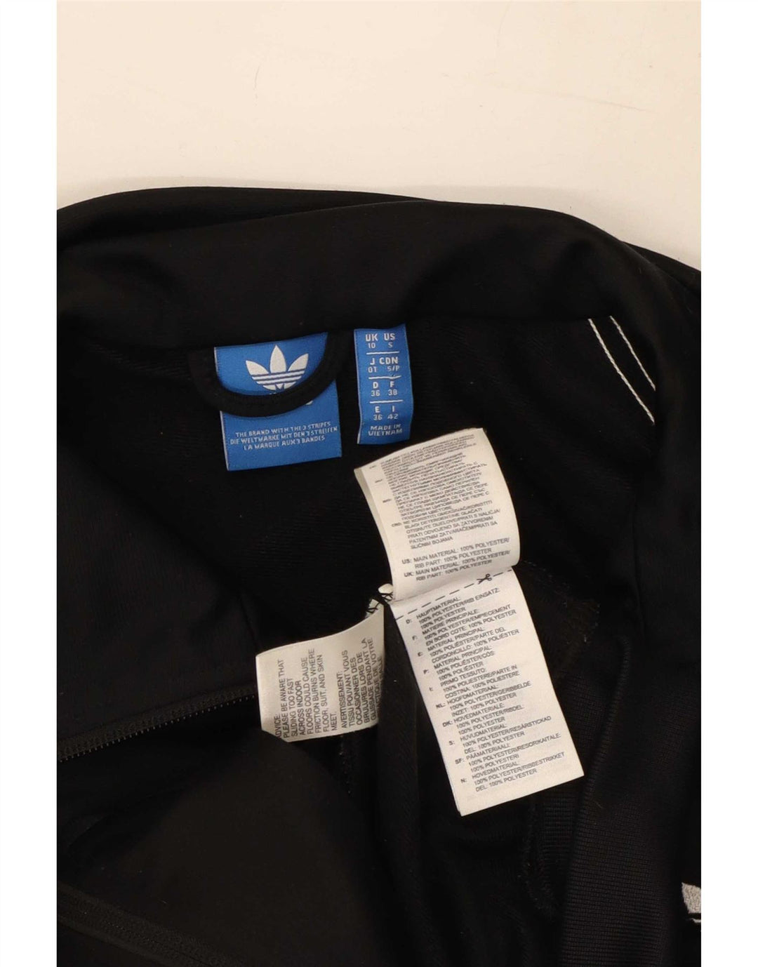 Adidas Damen Graphic Trainingsanzug Top Jacke UK 10 Small Schwarz Polyester