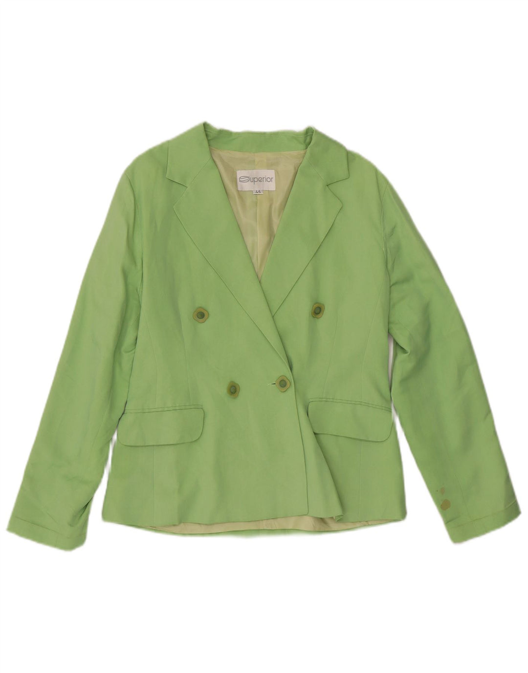 SUPERIOR Zweireihiger Damen-Blazer IT 44 aus mittelgrüner Seide