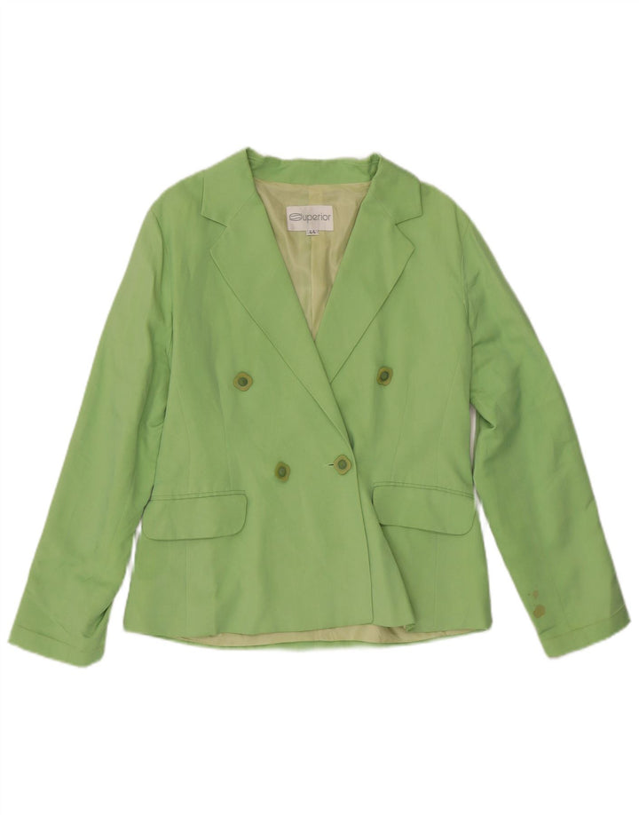 SUPERIOR Zweireihiger Damen-Blazer IT 44 aus mittelgrüner Seide
