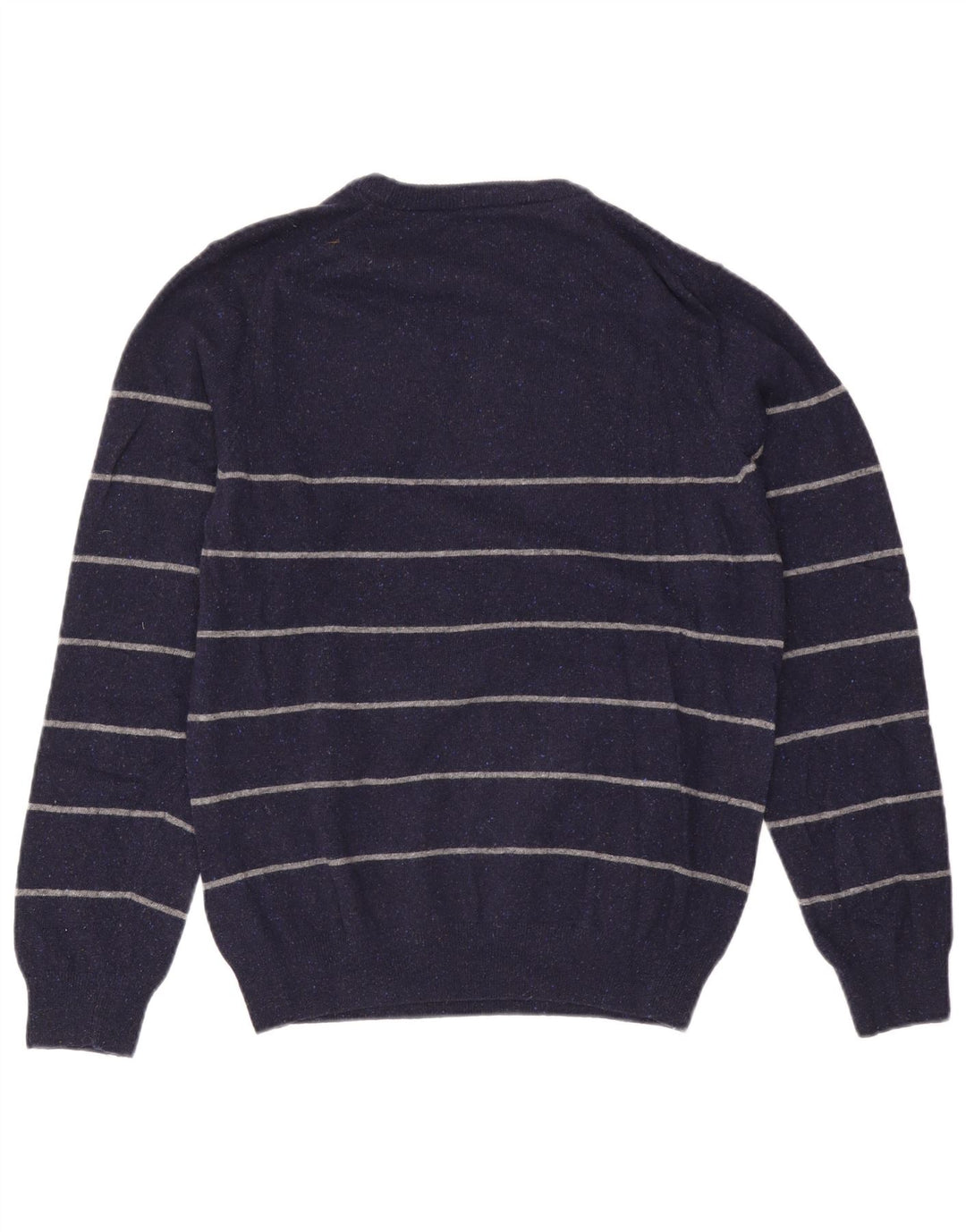 Gant Herren-Pullover mit Rundhalsausschnitt, mittlere marineblaue gestreifte Wolle