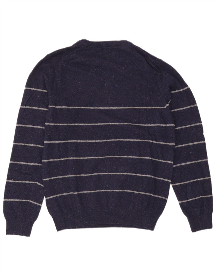 Gant Herren-Pullover mit Rundhalsausschnitt, mittlere marineblaue gestreifte Wolle
