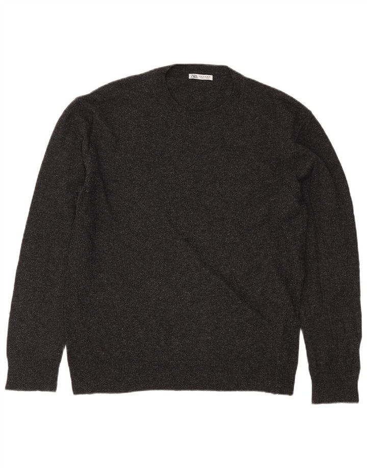 Zara Herren-Pullover mit Rundhalsausschnitt, mittlere schwarze Viskose