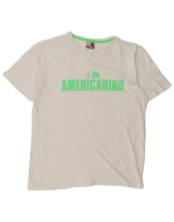 Americanino Herren-T-Shirt mit regulärer Grafik, mittelweiße Baumwolle