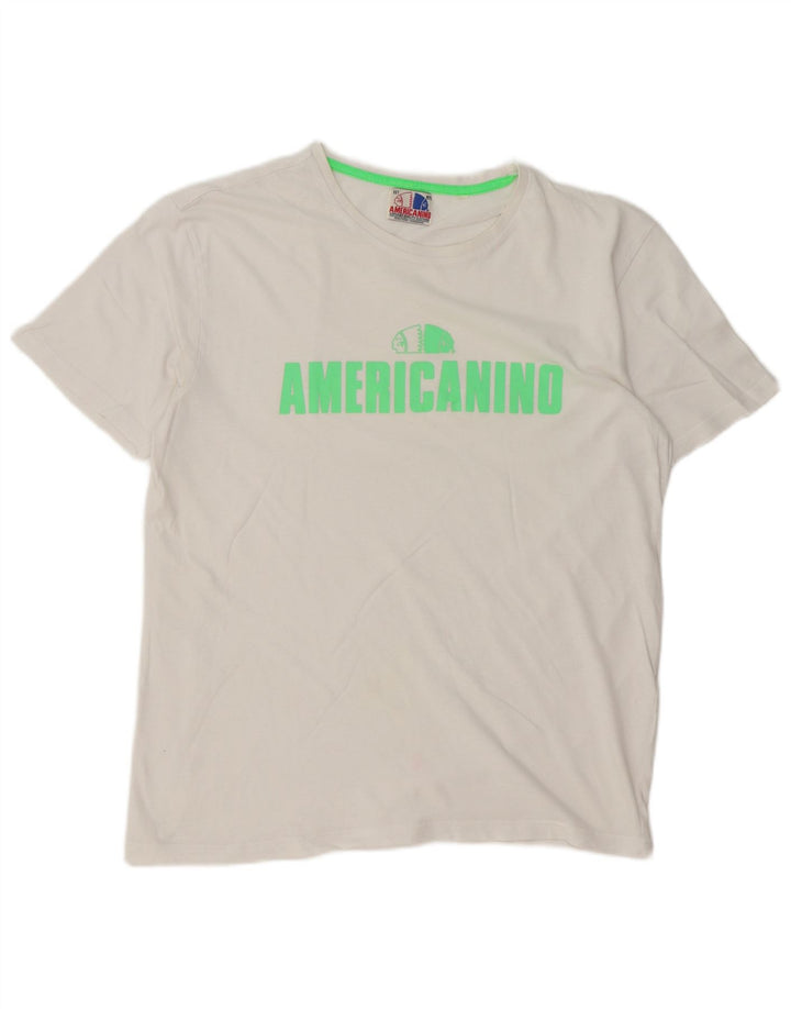 Americanino Herren-T-Shirt mit regulärer Grafik, mittelweiße Baumwolle