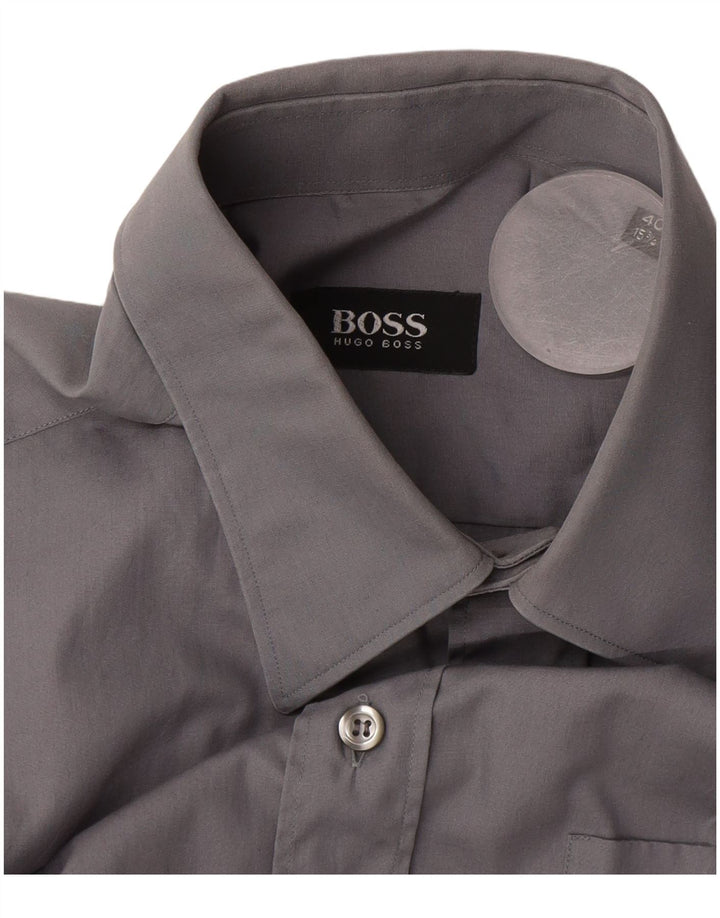 Hugo Boss Herrenhemd Größe 40 15 1/2 Mittelgrau
