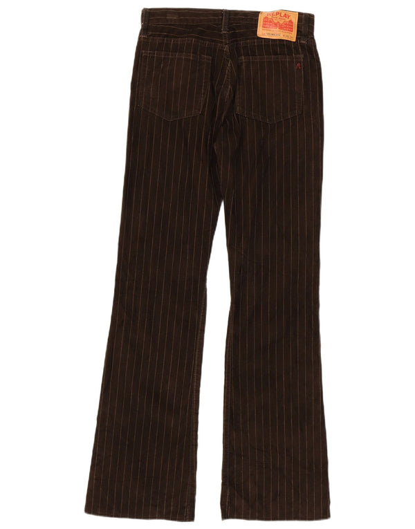 Replay Damen Bootcut Freizeithose W28 L34 Braun gestreiftes Polyester
