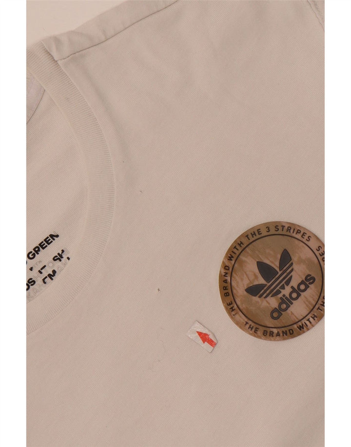 Adidas Herren Grafik-T-Shirt-Oberteil aus mittelweißer Baumwolle