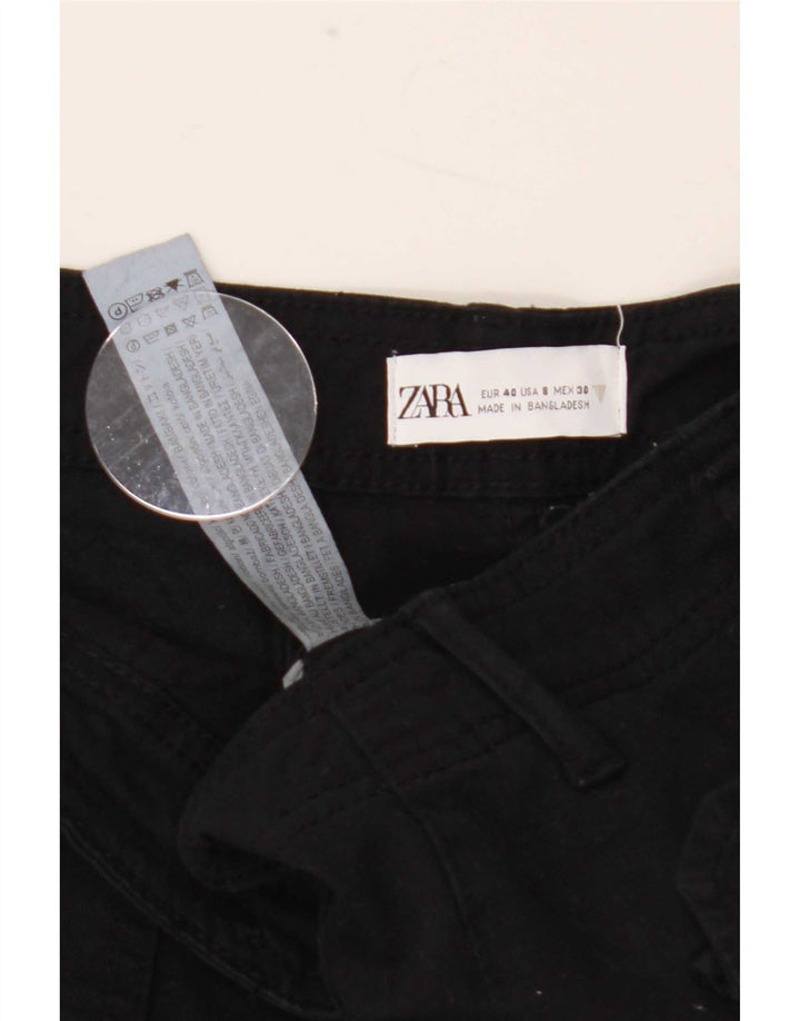 Gerade Cargohose für Damen von Zara, EU 40, mittelgroß, W30, L33, schwarze Baumwolle