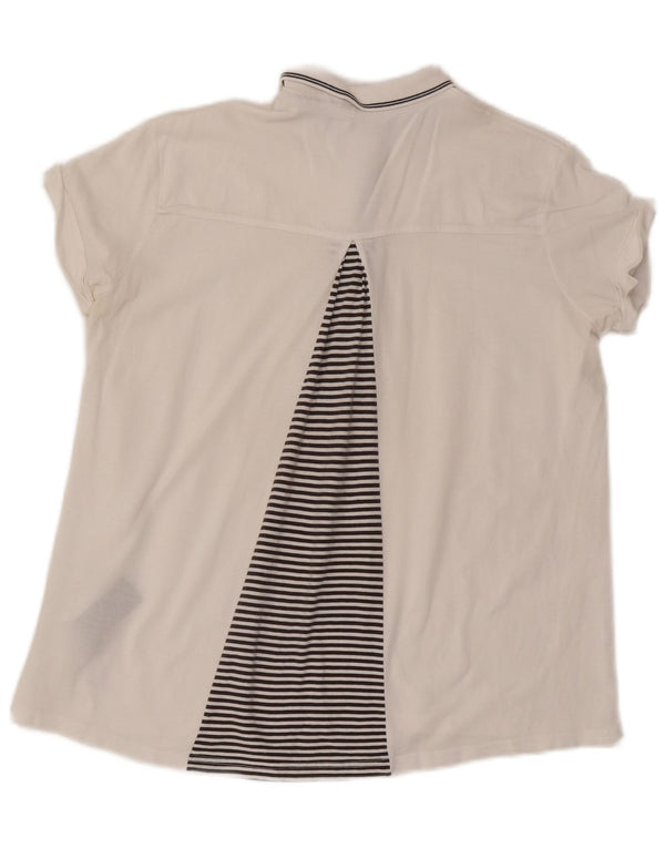 Kappa Damen-Poloshirt in Übergröße, UK 10, Größe S, weiß, gestreift, Baumwolle