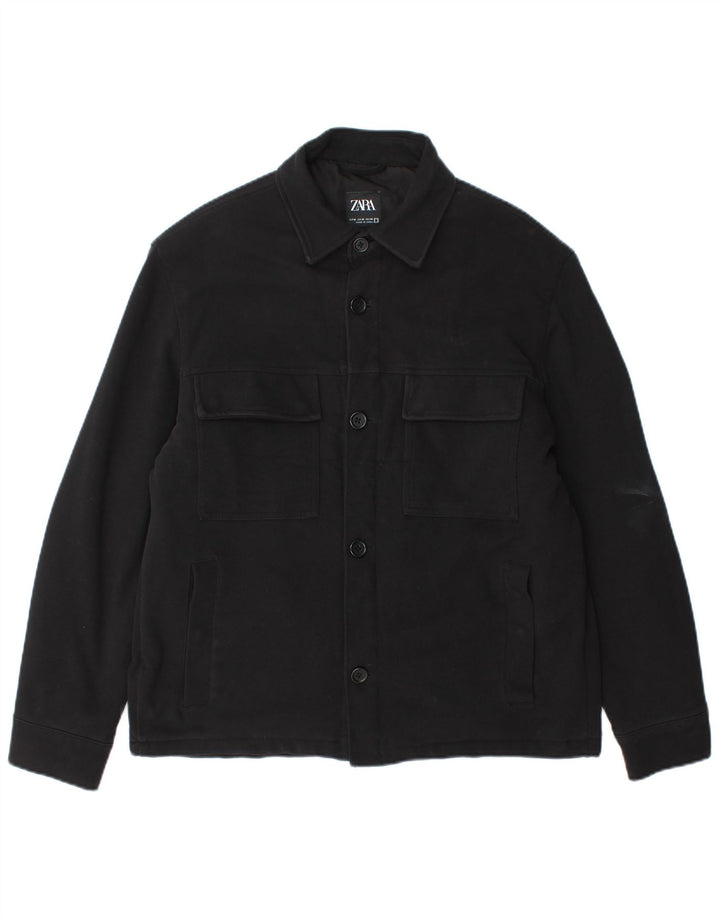 Zara Herren Bomberjacke UK 38 Mittelschwarze Baumwolle