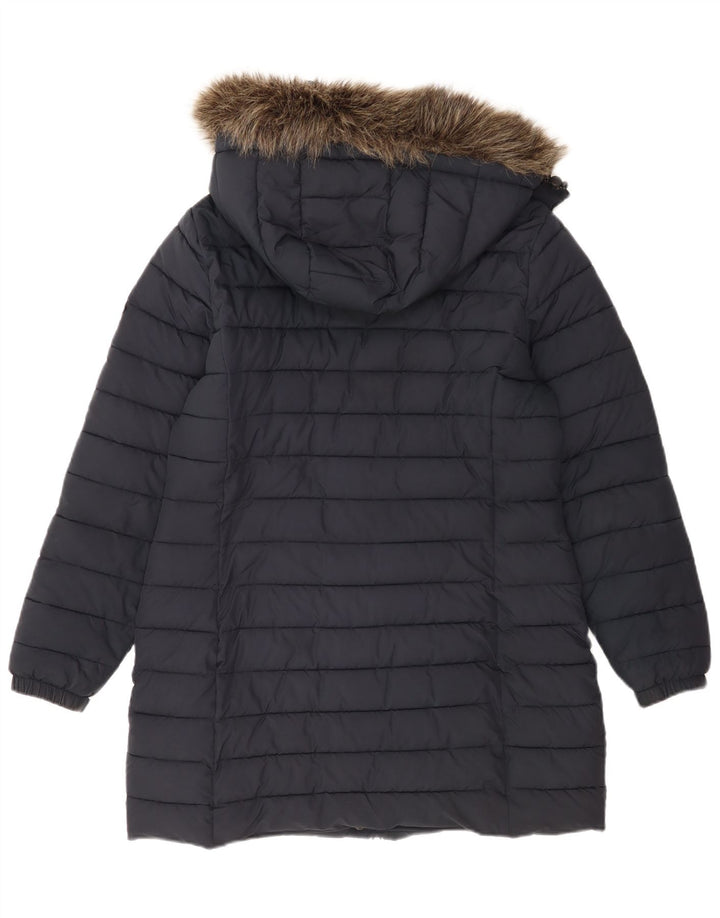 Superdry Wattierter Mantel mit Kapuze für Damen, UK 14, Größe L, Marineblau, Polyester