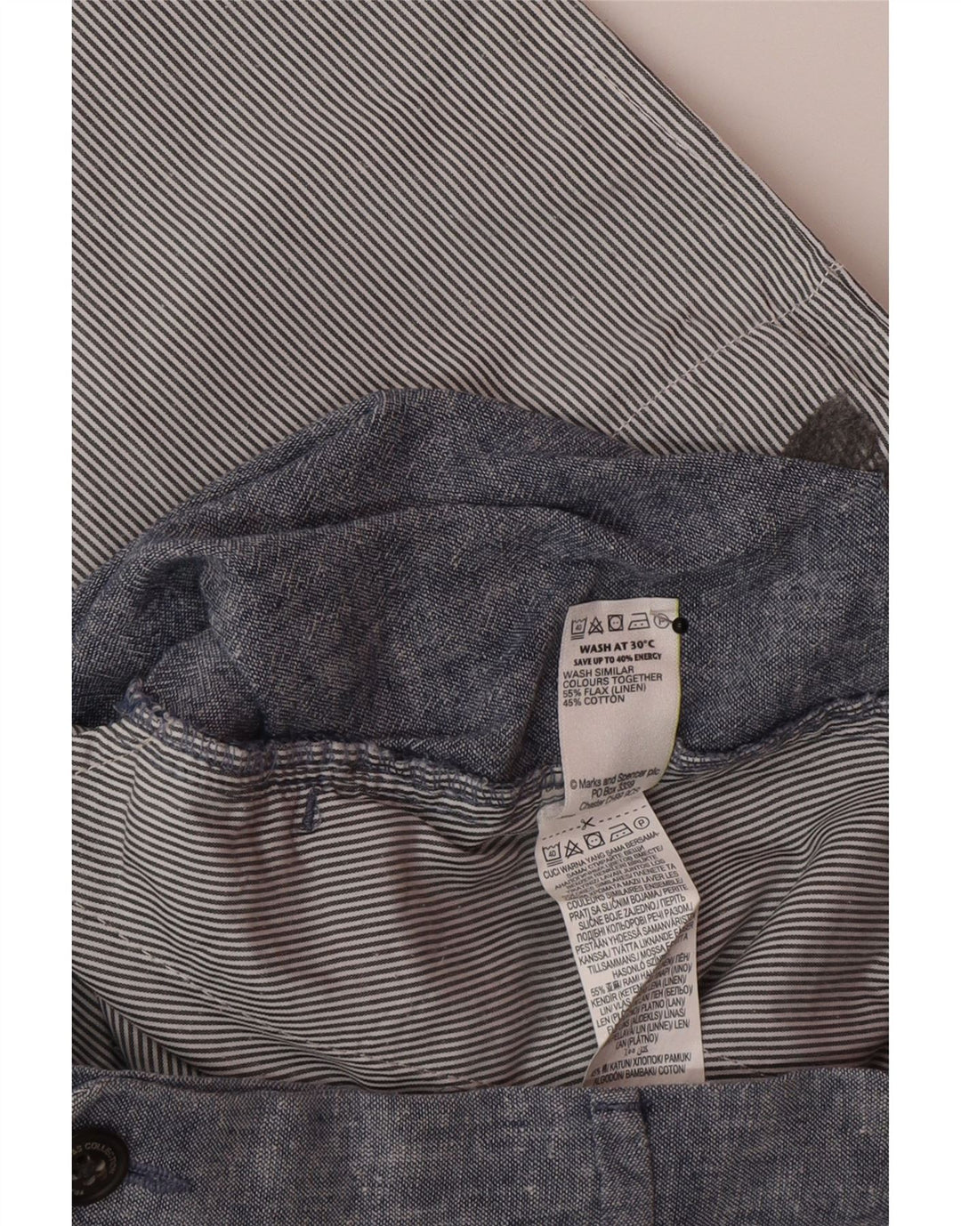 Marks & Spencer Herren Chinoshorts W34 Large Blaues Leinen
