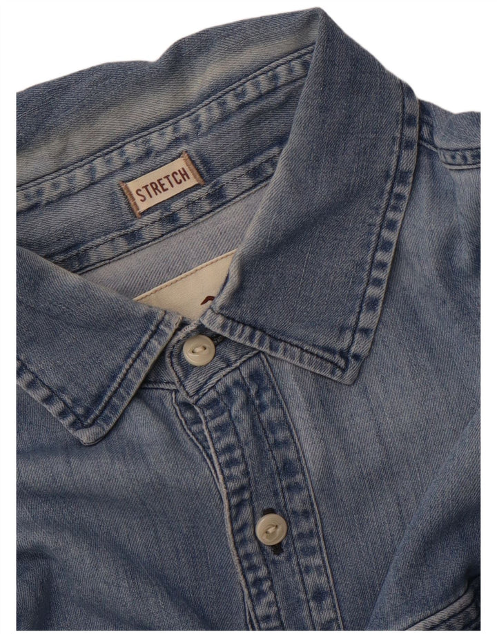HOLLISTER Herren-Jeanshemd aus mittelblauer Baumwolle