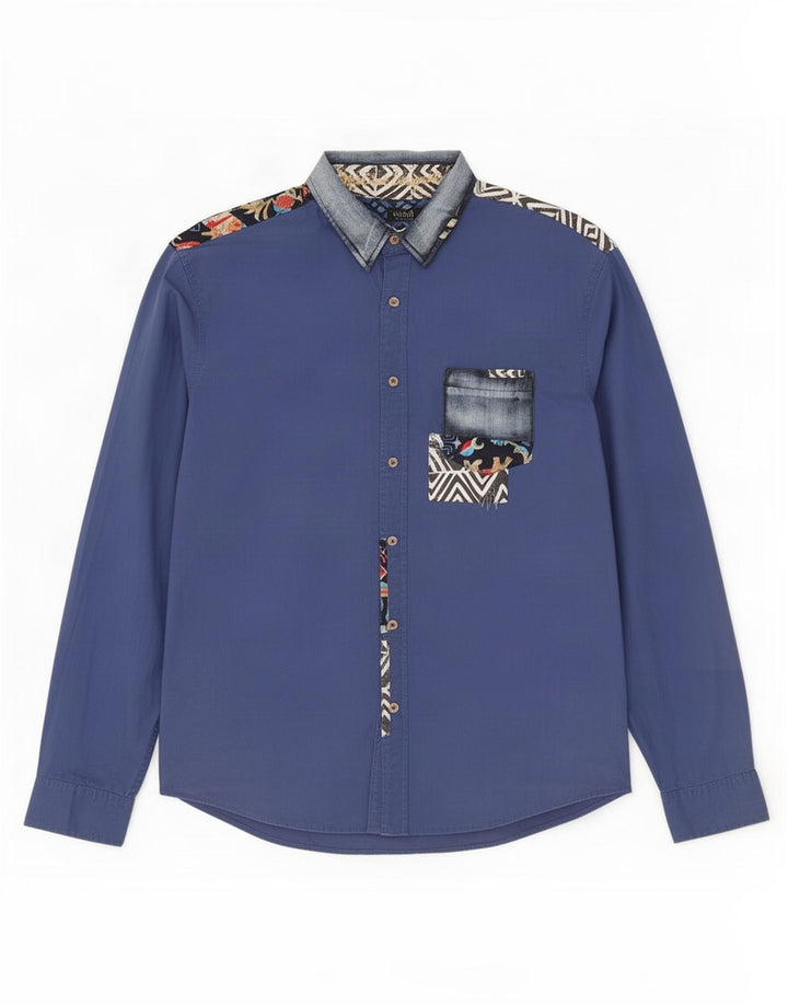 Desigual Herrenhemd 2XL Blau Geometrisch