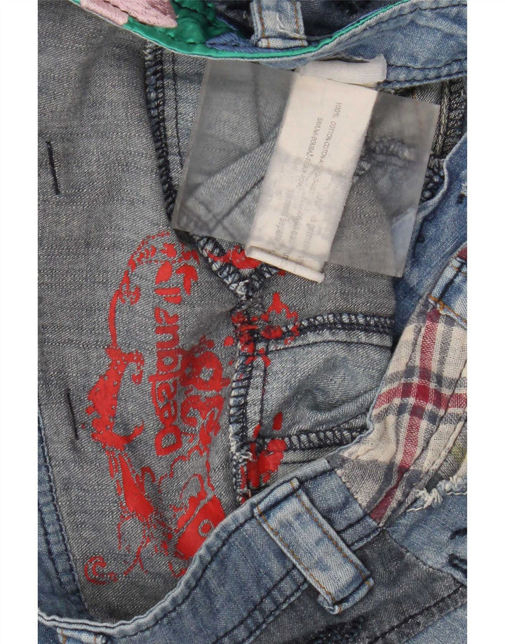 Desigual Damen Haremsjeans mit tiefem Schritt, W30, L13, blaue Patchwork-Baumwolle