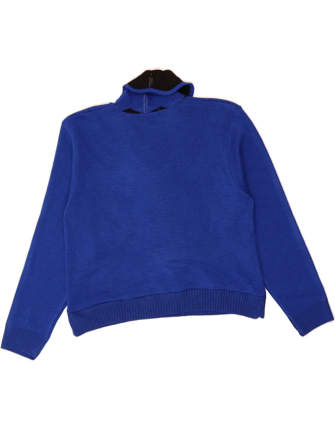 VINTAGE Womens Crop Shawl Neck Jumper Sweater UK 14 Medium Blue Vintage Vintage and Second-Hand Vintage from Messina Hembry 