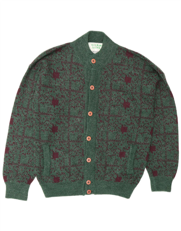Settebello Herren-Strickjacke, groß, grün kariert, Wolle