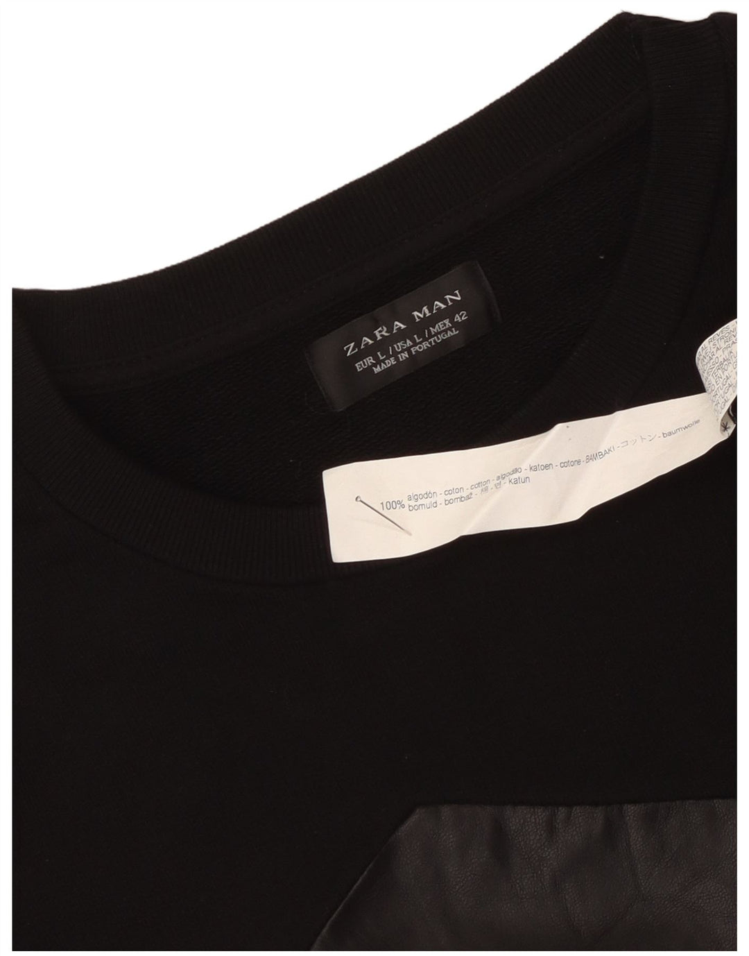 Zara Herren-Sweatshirt-Pullover, groß, schwarze Colourblock-Baumwolle