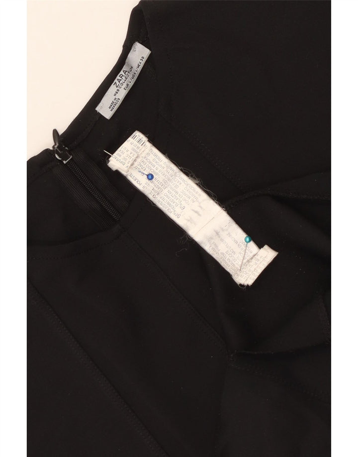 Zara Damen ärmelloses A-Linien-Kleid UK 14 Large Schwarz Polyester