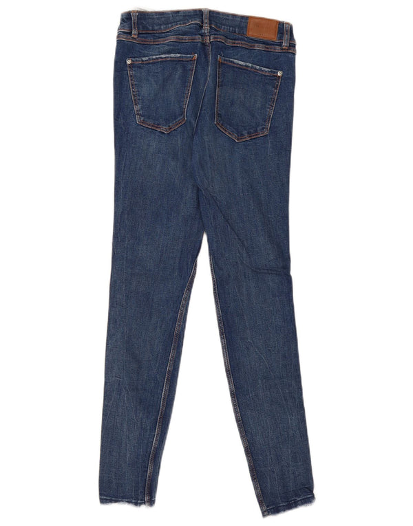Zara Damen Skinny Jeans EU 38 Small W28 L27 Blau gestreift Baumwolle