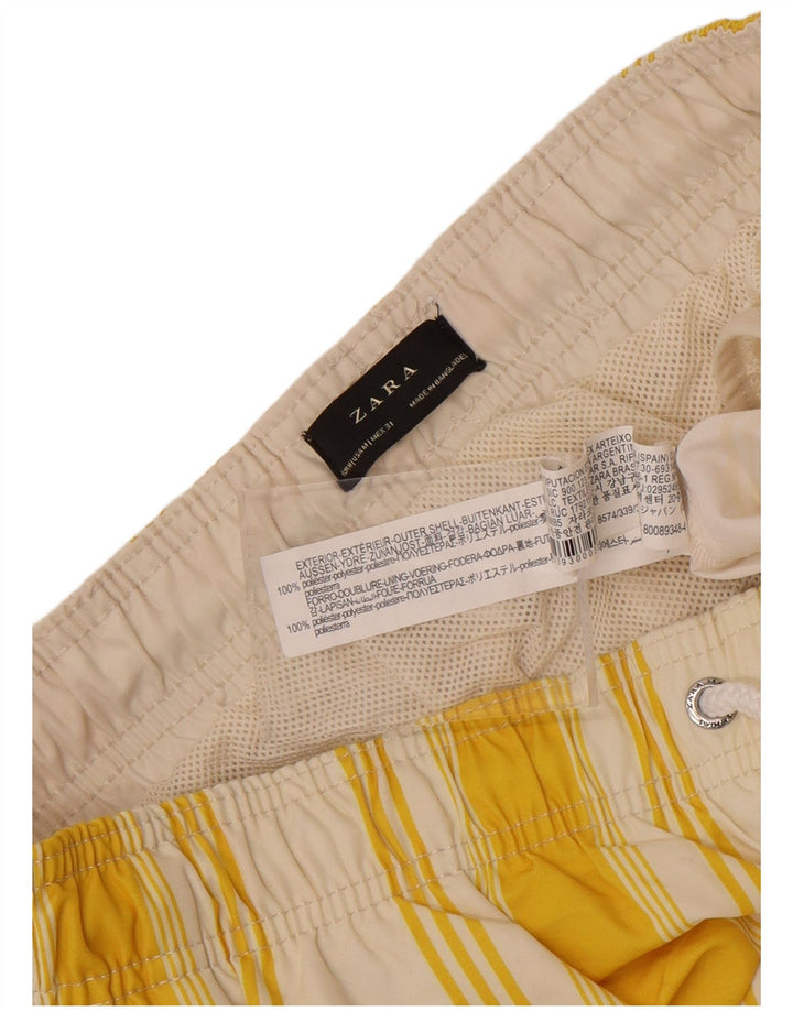 Zara Herren-Badeshorts aus mittelgelb gestreiftem Polyester