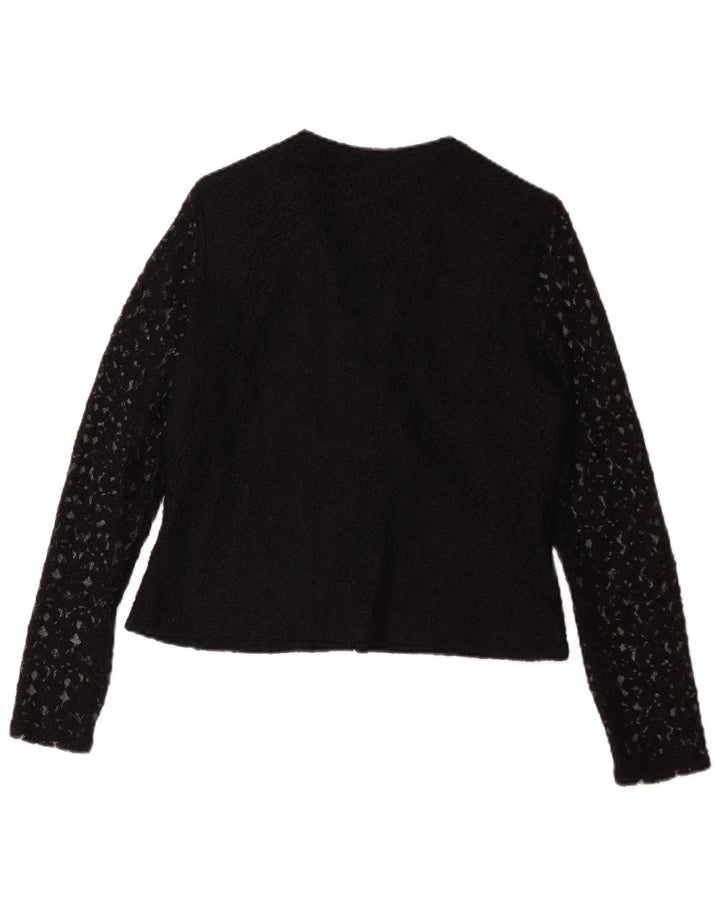 H&M Damen-Hemdbluse IT 42 Mittelschwarzes, geblümtes Nylon