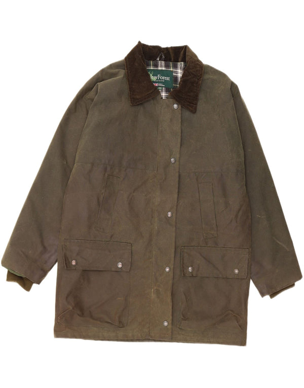 Vintage Damen Jacke aus gewachster Baumwolle UK 14 Large Khaki